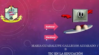 MARIA GUADALUPE GALLEGOS ALVARADO 1°
B
TIC EN LA EDUCACIÓN
Softwar
e
Hardwar
e
 