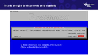 Tela de seleção do disco onde será instalado
O disco selecionado será apagado, então cuidado
Alterar onde está /dev/nvme0n1...
Fonte: do autor, 2023
 