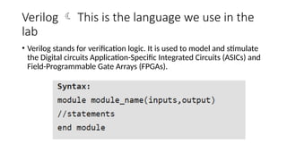 Hardware Description Language - Introduction to Verilog | PPTX