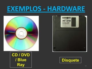 EXEMPLOS - HARDWARE




 CD / DVD
  / Blue     Disquete
    Ray                 12
 