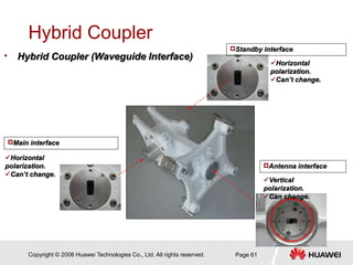 Copyright © 2006 Huawei Technologies Co., Ltd. All rights reserved. Page 61
Hybrid Coupler
• Hybrid Coupler (Waveguide Int...