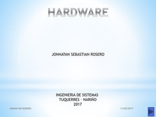 11/02/2017JONHATAN ROSERO
JONHATAN SEBASTIAN ROSERO
INGENIERIA DE SISTEMAS
TUQUERRES – NARIÑO
2017
 