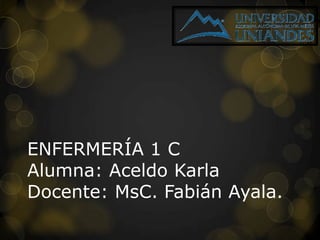 ENFERMERÍA 1 C
Alumna: Aceldo Karla
Docente: MsC. Fabián Ayala.

 