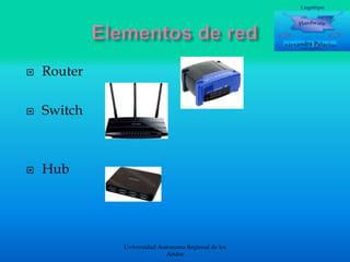 

Router



Switch



Hub

Uviversidad Autonoma Regional de los
Andes

 