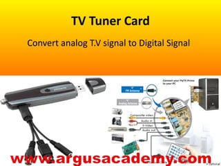 TV Tuner Card 
Convert analog T.V signal to Digital Signal 
 