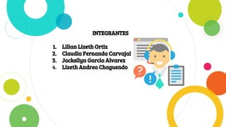 INTEGRANTES
1. Lilian Lizeth Ortiz
2. Claudia Fernanda Carvajal
3. Jacksilyn Garcia Alvarez
4. Lizeth Andrea Chaguendo
 