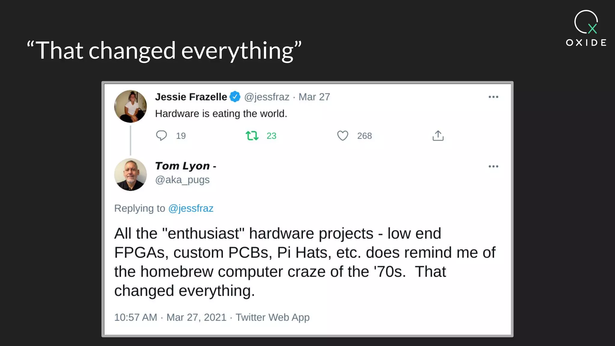 “That changed everything”
 