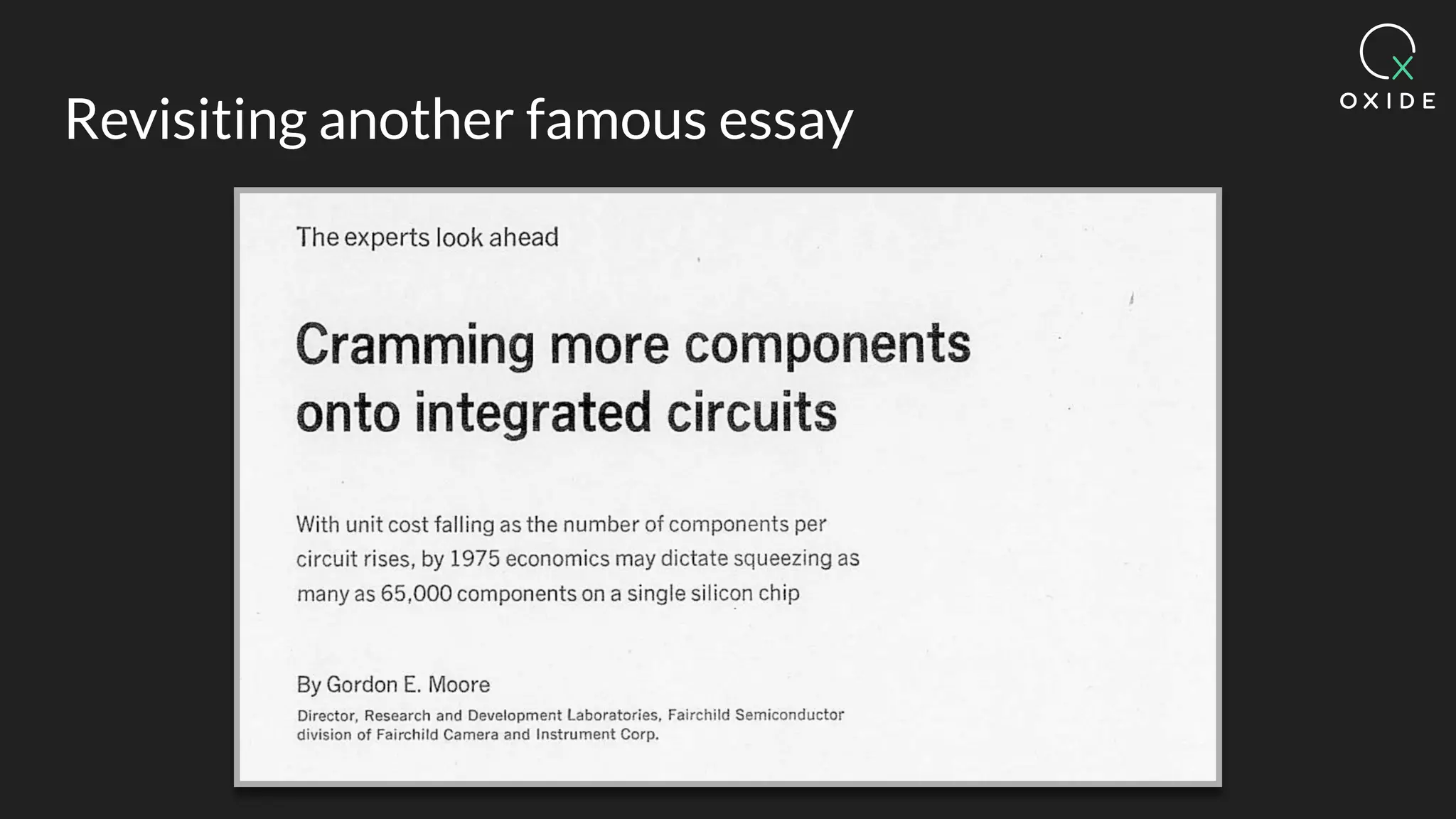 Revisiting another famous essay
 