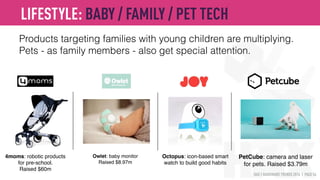 HAX | HARDWARE TRENDS 2016 | PAGE 54
Interaction and control in augmented, mixed or virtual reality can be difﬁcult, especially
in VR where users can’t see their hands directly. Startups are offering new solutions.
LIFESTYLE: INTERACTING IN AR, MR & VR
Leap Motion
Controller, VR mount and Orion hand-tracking software
Raised $44m
FOVE
Eye tracking VR headset
Raised $11.1m
 