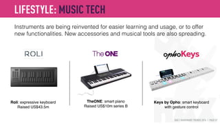 HAX | HARDWARE TRENDS 2016 | PAGE 57
Technology is coming into the kitchen. New devices offer automation,
monitoring, precision or affordable versions of professional devices.
Nomiku
Sous-vide cooking
appliance
Rotimatic
Roti-making appliance
Auroma
Advanced coffee
maker
Bartesian
Capsule-based
cocktail machine
LIFESTYLE: KITCHEN TECH
 
