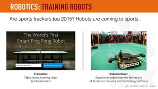 HAX | HARDWARE TRENDS 2016 | PAGE 84
Has reality caught up with science ﬁction?
BB-8 by Sphero
Star Wars-inspired robot
Sold over 1m units
Raised $90m
Alpha & friends by UBTech
$1.3m on Indiegogo
Anki Drive
AI-powered racing cars
Raised $105m
Cell Robot by KEYi Tech
Modular robot
ROBOTICS: TOYS
 