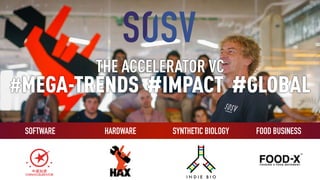 THE ACCELERATOR VC 
#MEGA-TRENDS #IMPACT #GLOBAL
SYNTHETIC BIOLOGYSOFTWARE HARDWARE FOOD BUSINESS
 