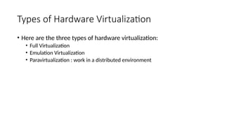 Hardware Virtualization on cloud computing technology | PPTX
