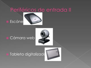 

Escáner



Cámara web



Tableta digitalizadora

 