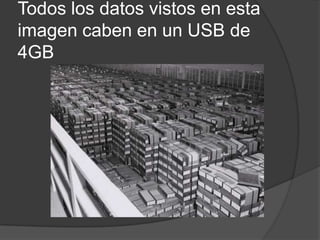 Todos los datos vistos en esta
imagen caben en un USB de
4GB
 