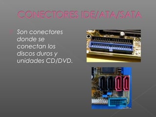  Son conectores
donde se
conectan los
discos duros y
unidades CD/DVD.
 