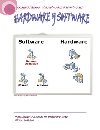 COMPUTADOR- HARDWARE Y SOFTWARE
TICS




       Ilustración 1.Software-Hardware




       HERRAMIENTAS BASICAS DE MICROSOFT WORD
       FECHA: 21-10-2011
 