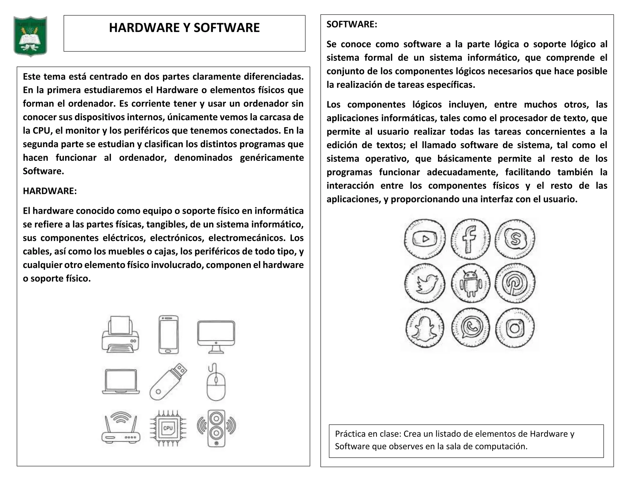 hardware y software para cuarto grado primaria | DOCX