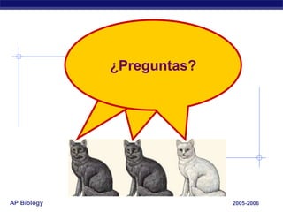 Any Questions??
               ¿Preguntas?




AP Biology                     2005-2006
 