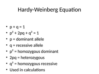 Comprehensive Overview of Hardy-Weinberg Theory and Genetic Equilibrium ...
