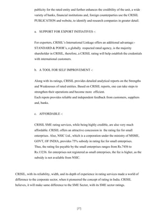 AWARENESS OF CRISIL SME RATINGS AMONG VARIOUS EMERGING SME’s | DOC