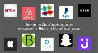 “Born in the Cloud” businesses are
overpowering “Brick and Mortar” businesses
 