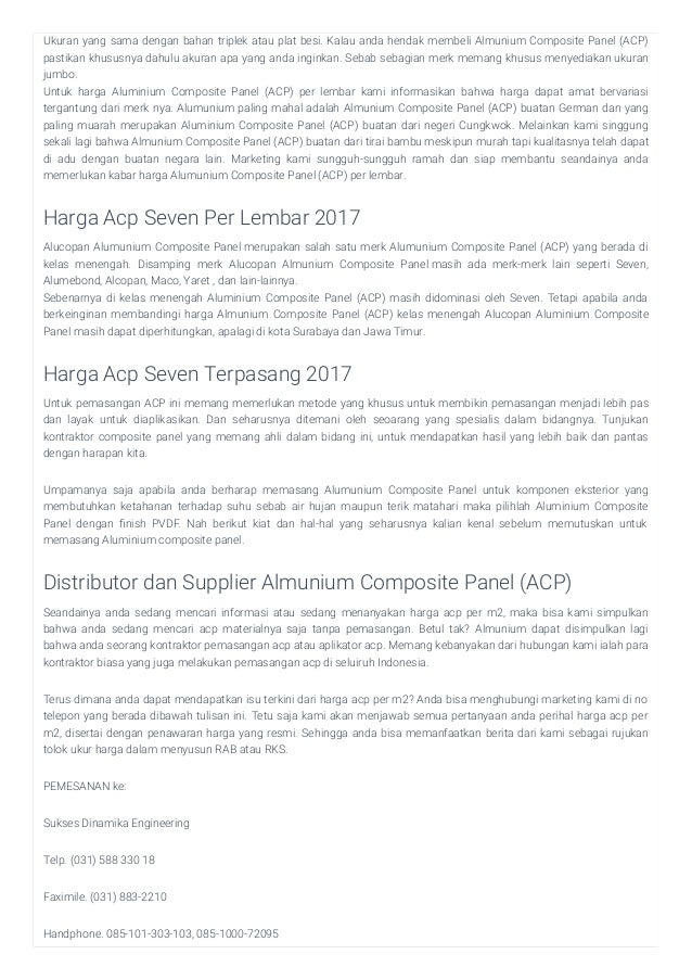 Harga acp per m2, telp.085 105 222 200