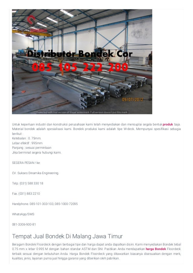 Harga bondek 1 lembar, hp 081 553 999 767