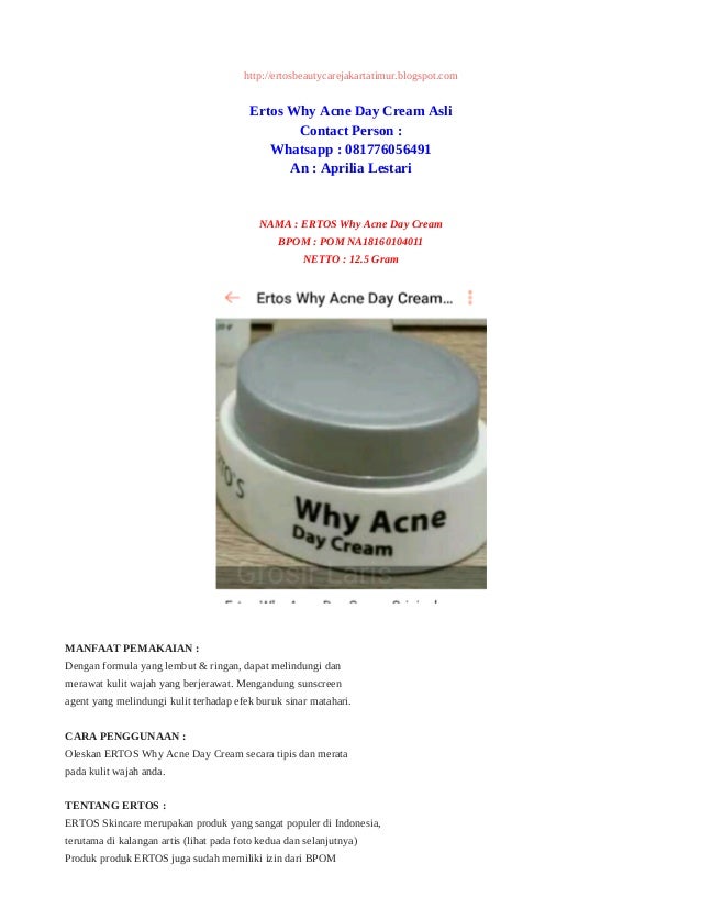 Ternyata Manfaat Ertos Why Acne Day Cream 