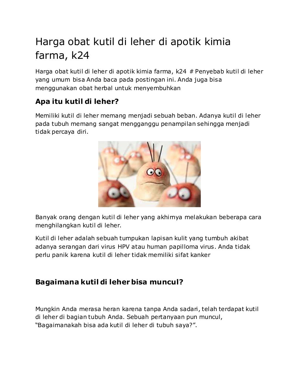 Harga obat kutil di leher di apotik kimia farma, k24