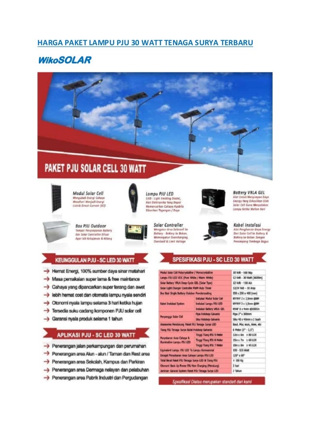 Harga paket lampu pju 30 watt tenaga surya Buntok ...