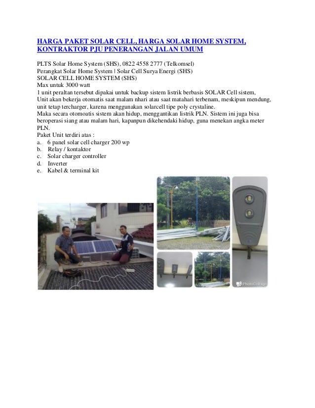 Harga Paket Solar Cell Harga Solar Home System Kontraktor