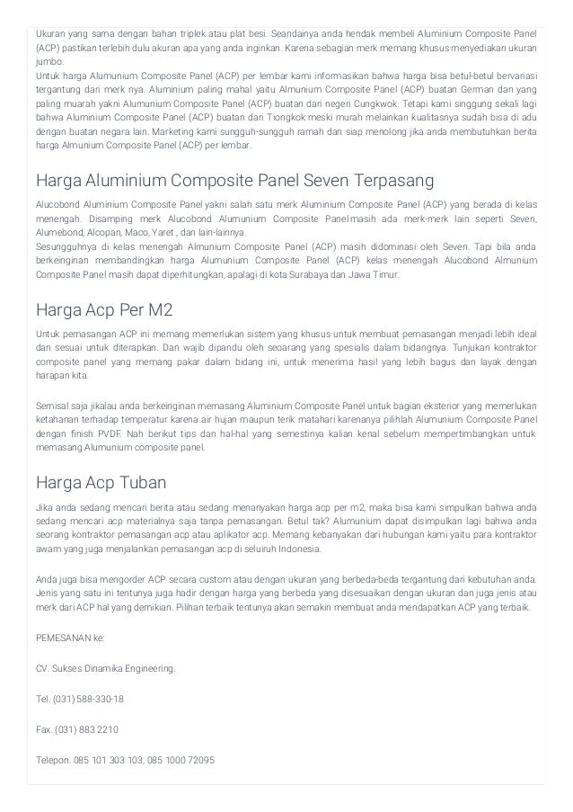 Harga pemasangan aluminium composite panel 085 105 222 200