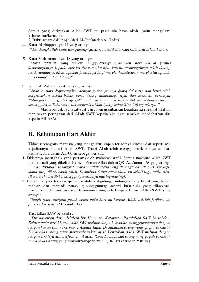 Hadits Tentang Iman Kepada Allah Dan Hari Akhir - Nusagates