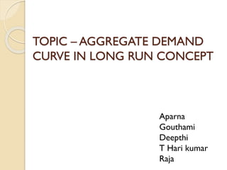 TOPIC – AGGREGATE DEMAND
CURVE IN LONG RUN CONCEPT
Aparna
Gouthami
Deepthi
T Hari kumar
Raja
 