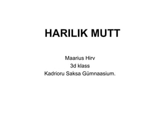 HARILIK MUTT
Maarius Hirv
3d klass
Kadrioru Saksa Gümnaasium.
 