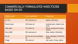 Essential Oil Based Insecticides Essential oil in plant disease management | PPTX