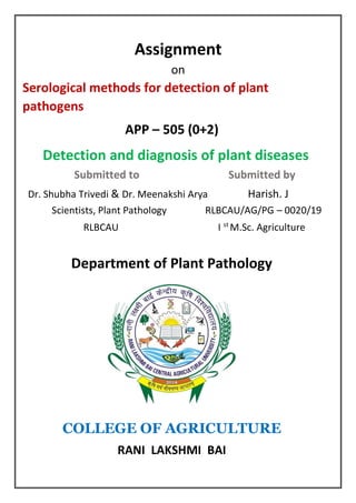 SEROLOGICAL METHODS FOR DETECTION OF PLANT PATHOGENS | PDF