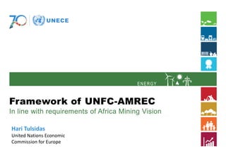 ENERGY
Framework of UNFC-AMREC
In line with requirements of Africa Mining Vision
Hari Tulsidas
United Nations Economic
Commission for Europe
 