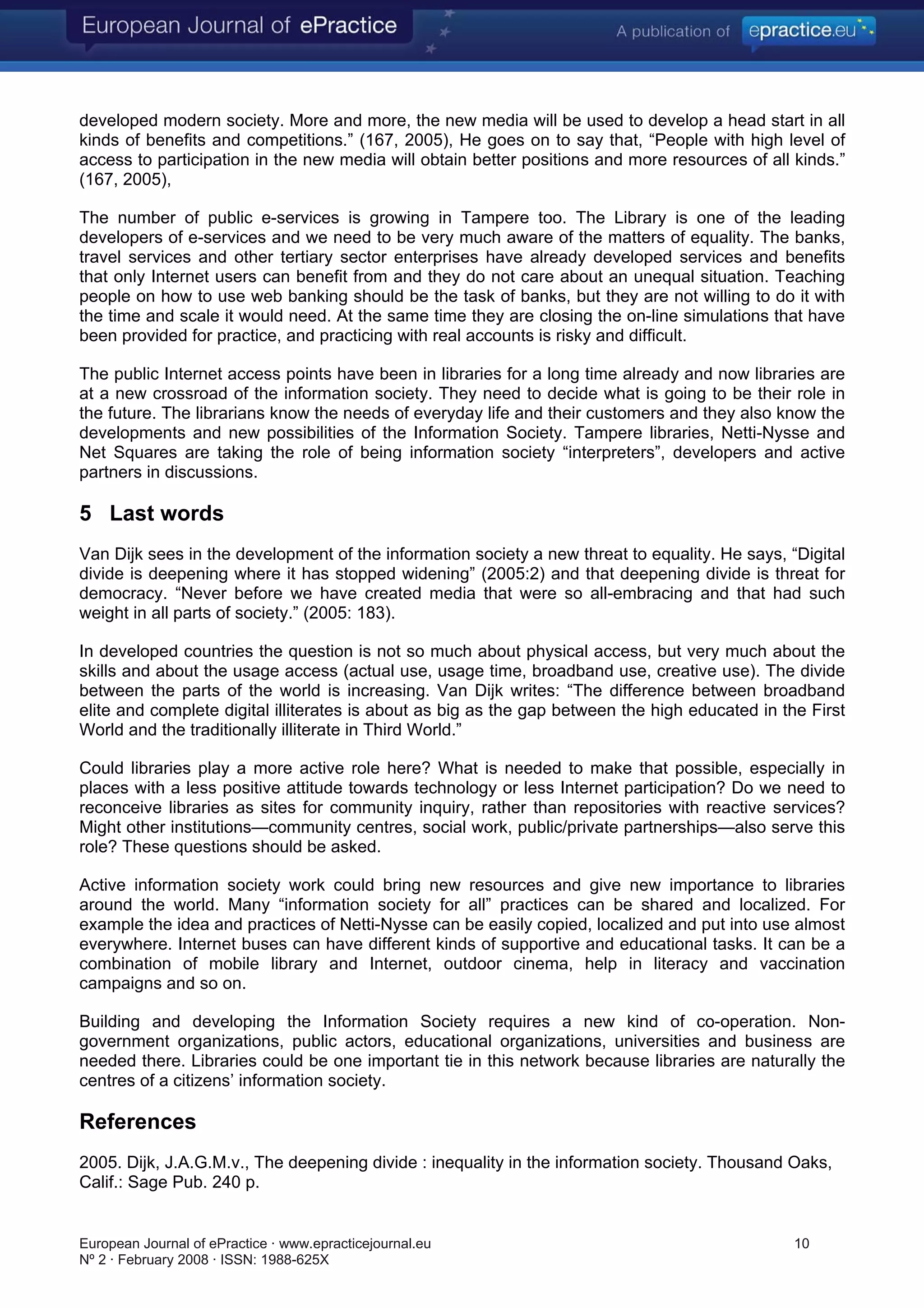 Surfing, creating and networking: Tampere City Library drives into the Information Society