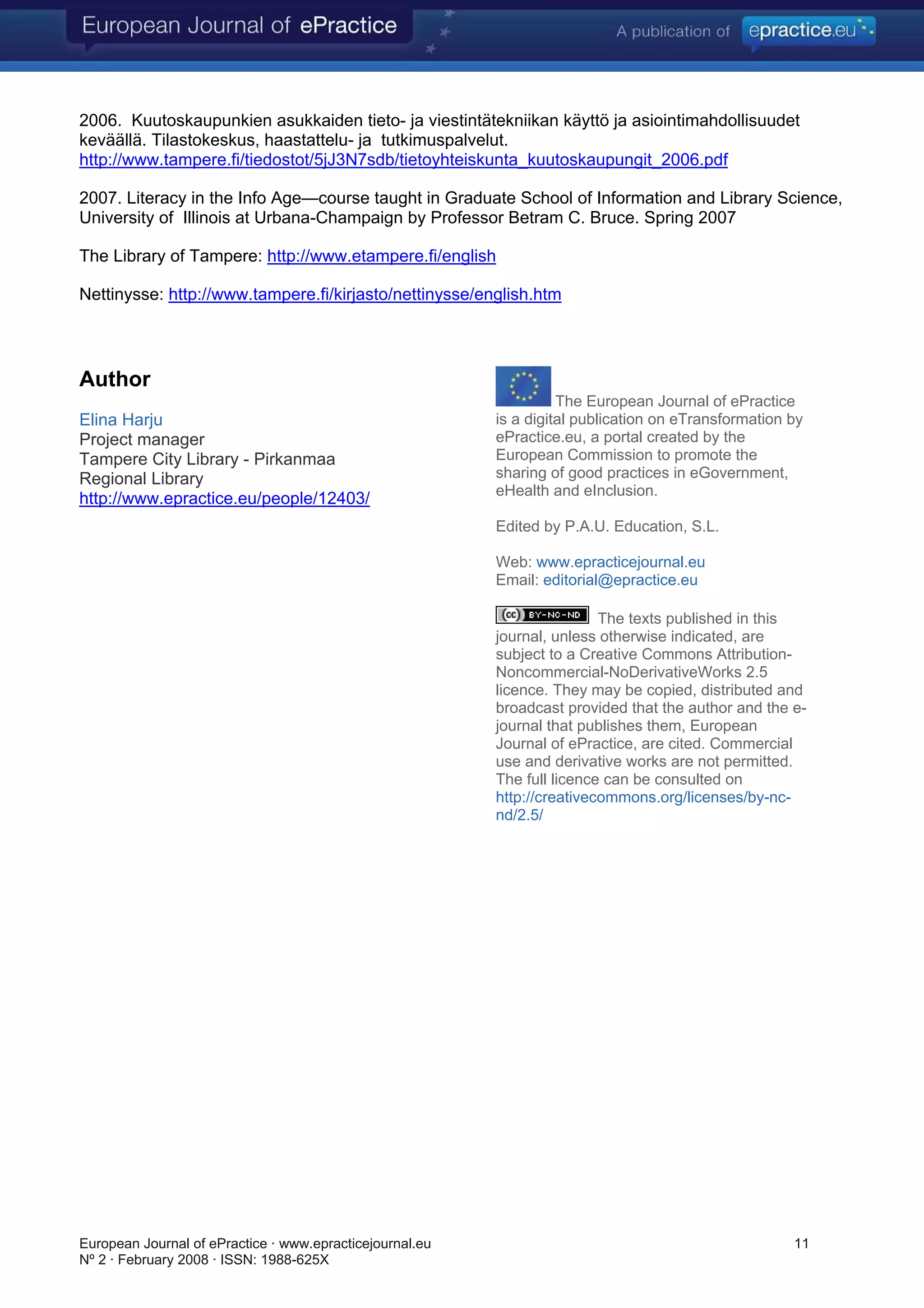 Surfing, creating and networking: Tampere City Library drives into the Information Society