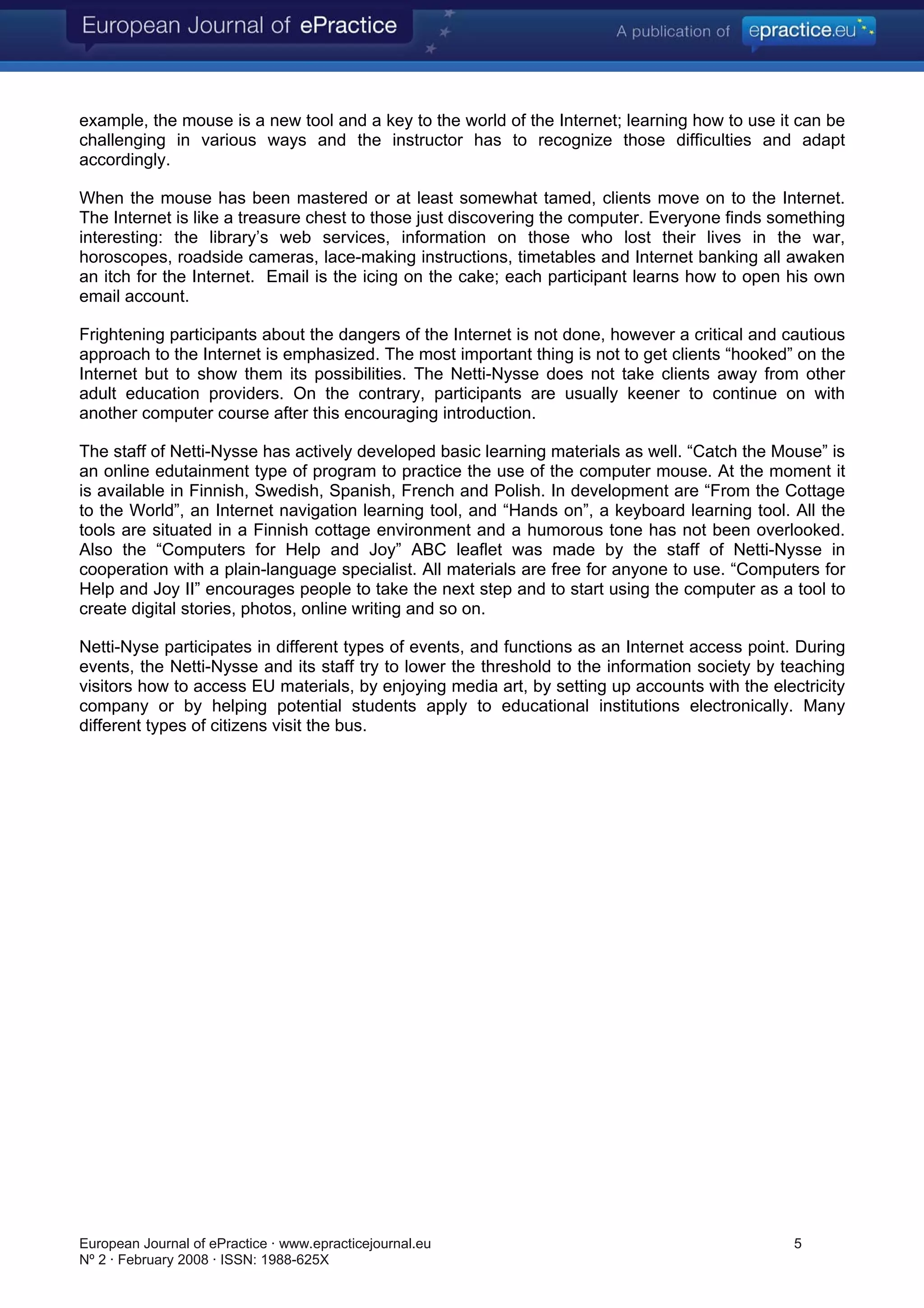 Surfing, creating and networking: Tampere City Library drives into the Information Society