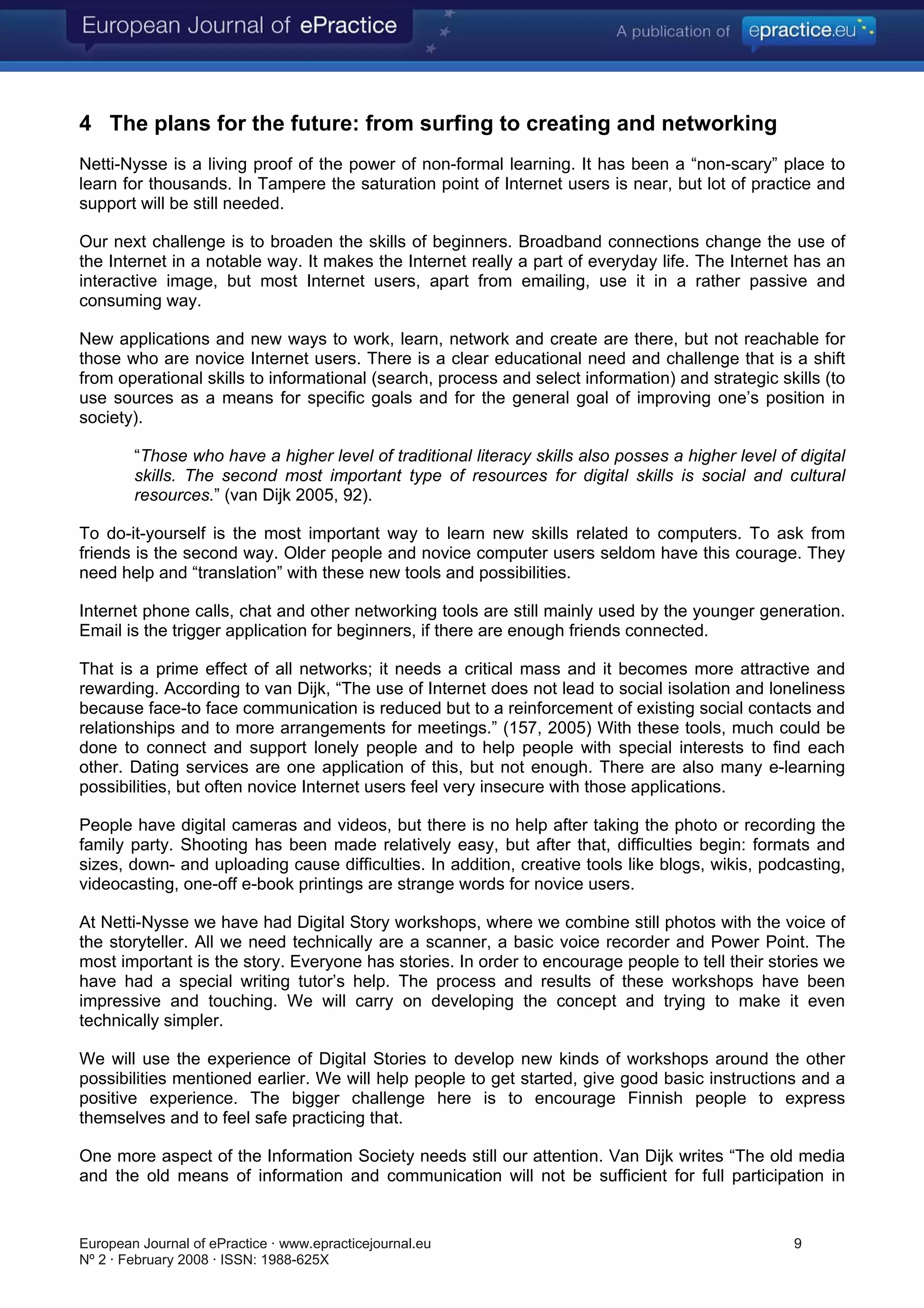 Surfing, creating and networking: Tampere City Library drives into the Information Society