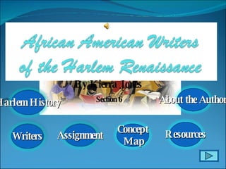 By Kierra Jones   Section 6 Harlem History Writers Concept Map Resources Assignment About the Author 