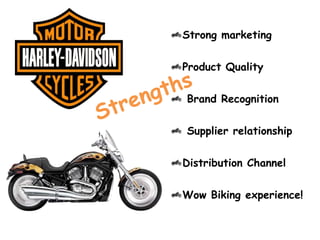 Strong marketing
Product Quality

Brand Recognition
Supplier relationship
Distribution Channel
Wow Biking experience!

 