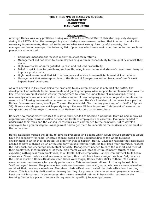 Harley-davidson case study strategic management picture