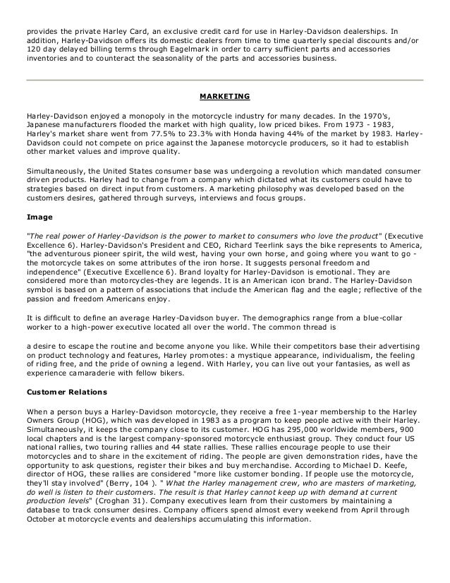 Harley-davidson case study questions and answers picture