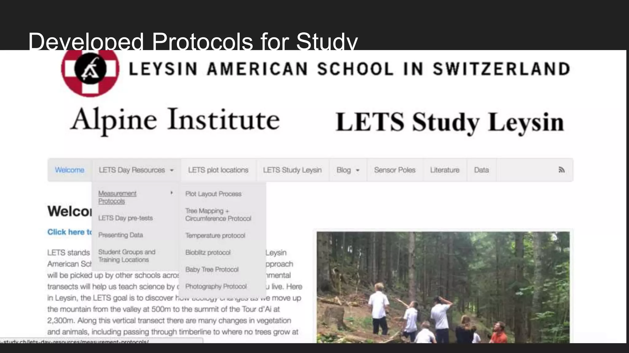 Developed Protocols for Study
 