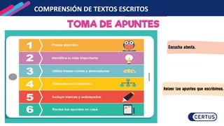 COMPRENSIÓN DE TEXTOS ESCRITOS
 