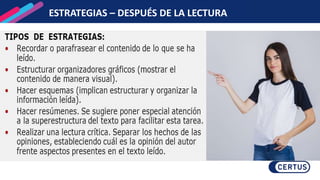 ESTRATEGIAS – DESPUÉS DE LA LECTURA
 